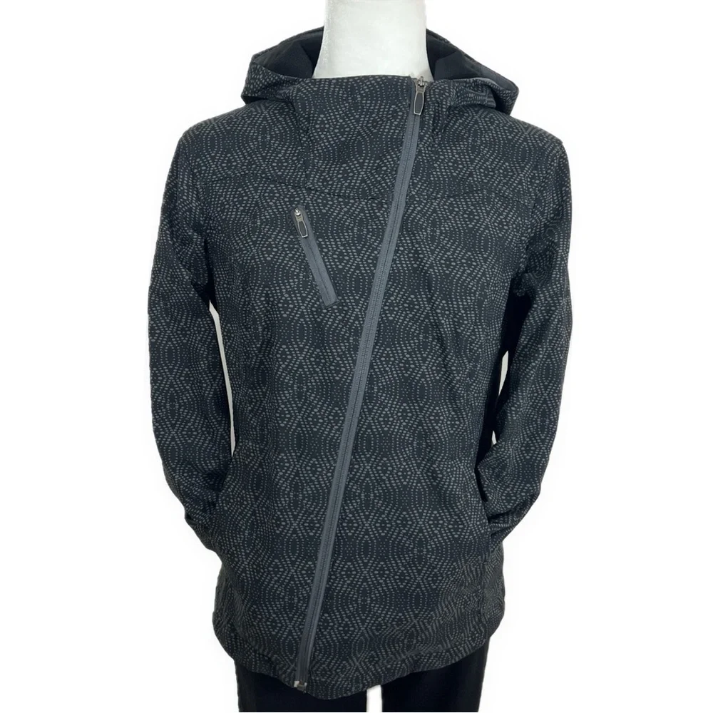 Columbia Jacket Asymmetrical Zip Omni-Shield Softshell Hooded Black Gray Medium